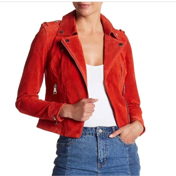 Vero Moda Used Red suede leather jacket - Picture 1 of 11